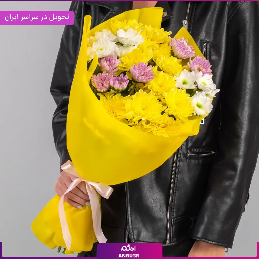 دسته گل داوودی رنگی