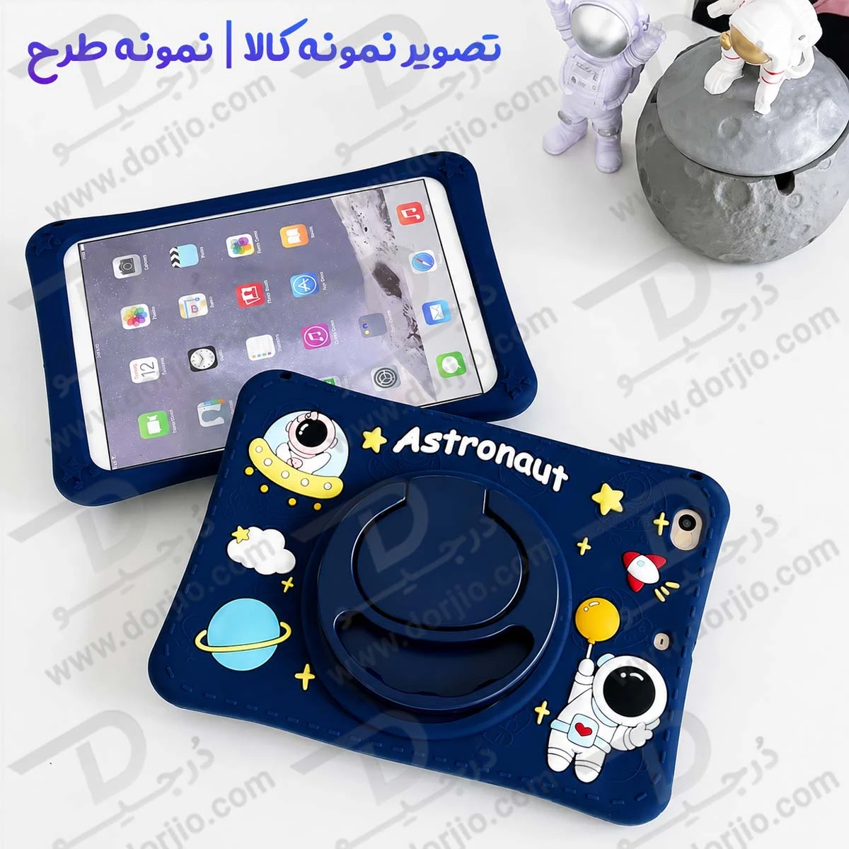 قاب سیلیکونی فانتزی تبلت Redmi Pad SE | طرح فضانورد با استند و بند آویز — تصویر ۳