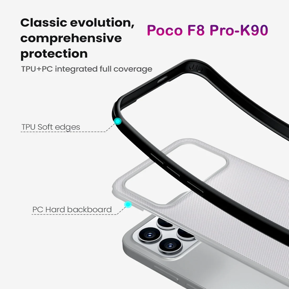 قاب ضدضربه دودی Poco F8 Pro مارک نیلکین مدل Super Frosted Shield Pro Clear — تصویر ۸
