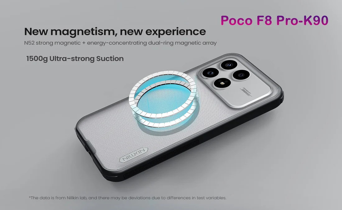 قاب ضدضربه دودی مگنتی Poco F8 Pro مارک نیلکین مدل Super Frosted Shield Pro Clear Magnetic — تصویر ۸