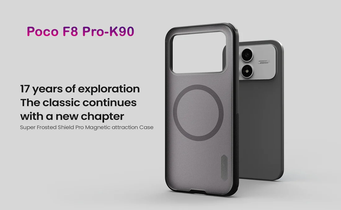 قاب ضدضربه دودی مگنتی Poco F8 Pro مارک نیلکین مدل Super Frosted Shield Pro Clear Magnetic — تصویر ۴