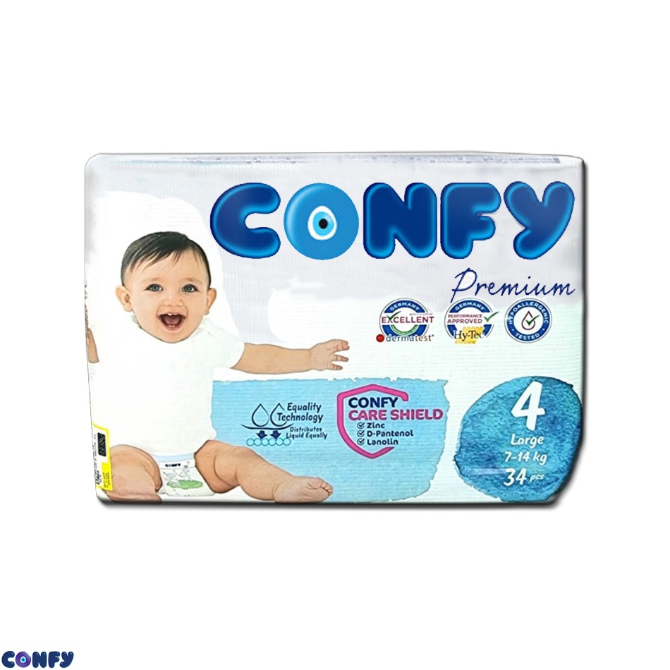 پوشک نوزاد کانفی 34 عددی سایز 4 مدل پریمیوم confy — تصویر ۲