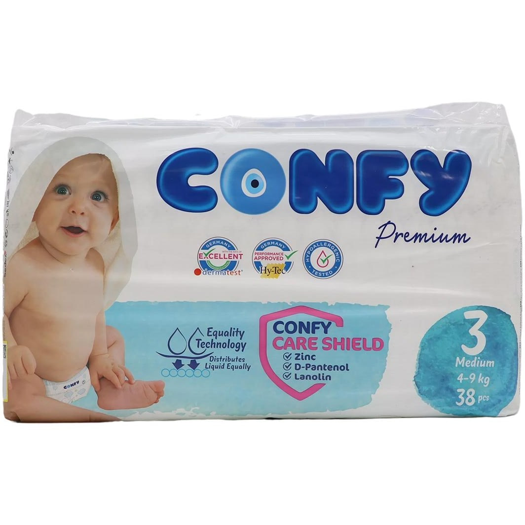 پوشک نوزاد کانفی 38 عددی سایز 3 مدل پریمیوم confy