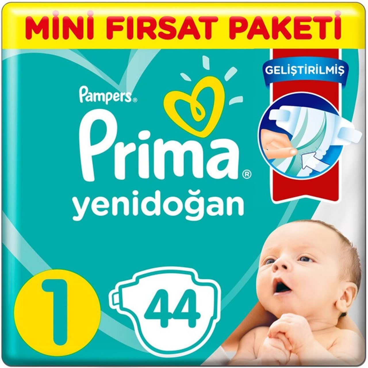 پوشک پریما پمپرز ترک سایز ۱ تعداد 44 عددی pampers prima