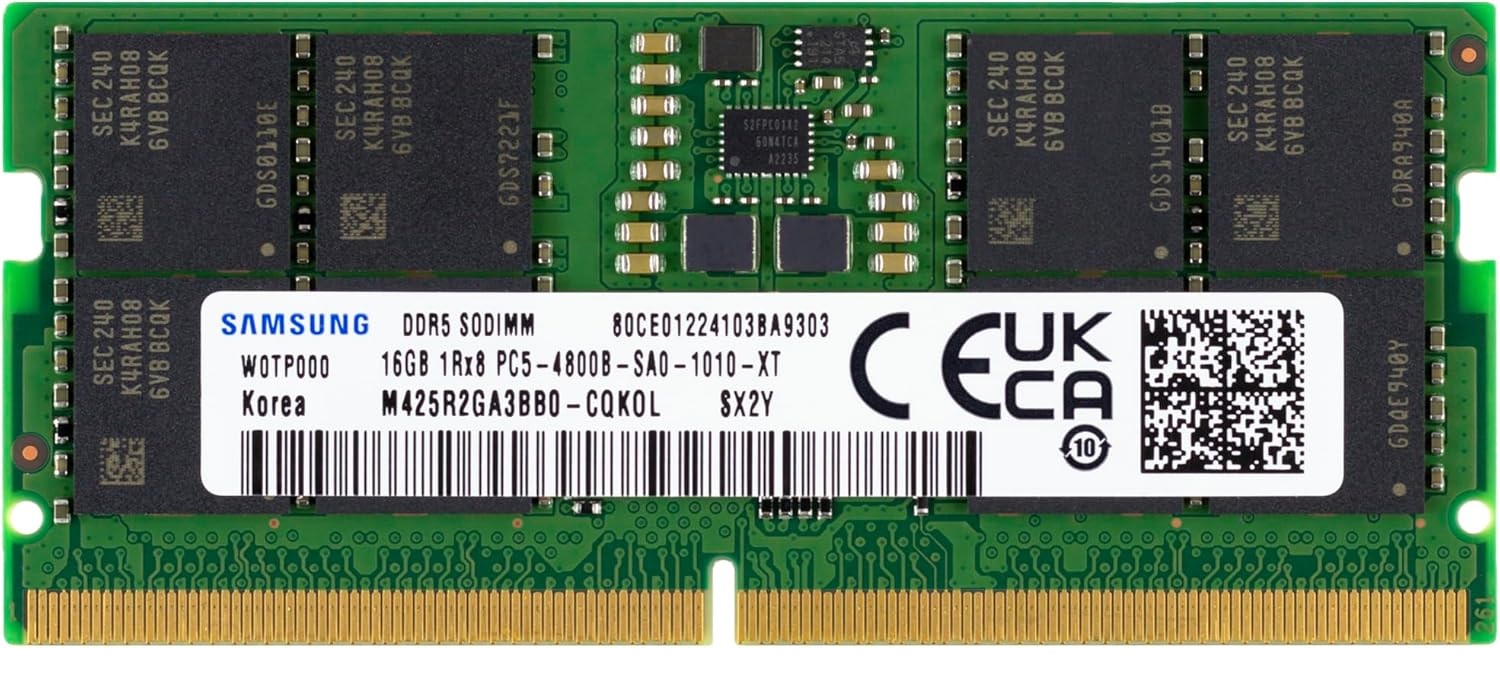 رم لپتاپ DDR5 تک کاناله 4800 مگاهرتز CL40 سامسونگ مدل PC5-38400 ظرفیت 16 گیگابایت