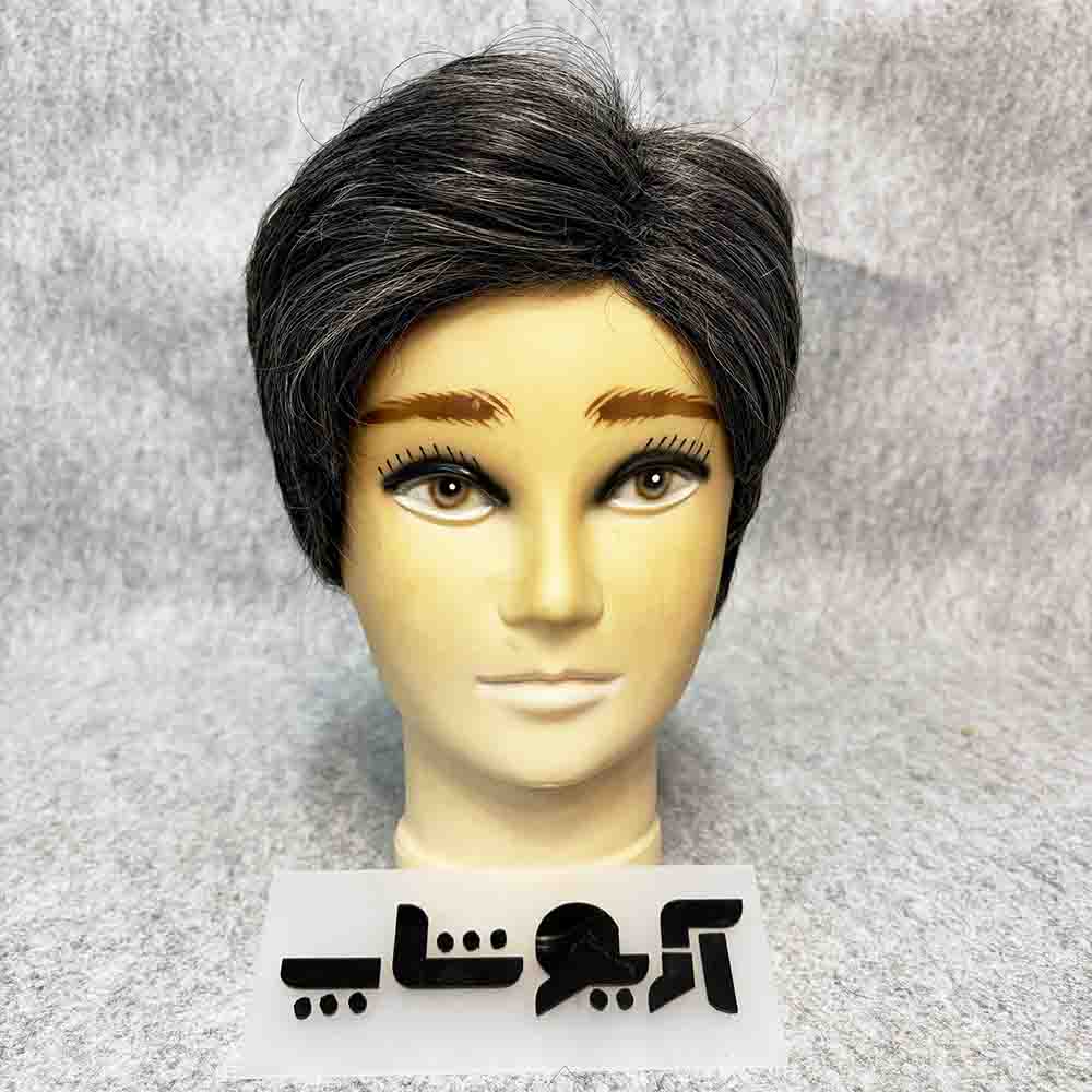 کلاه گیس مردانه کوتاه 50 درصد جوگندمی موی سفید