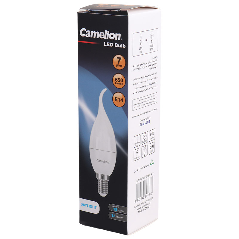 لامپ شمعی LED اشکی مات کملیون Camelion E14 7W — تصویر ۶
