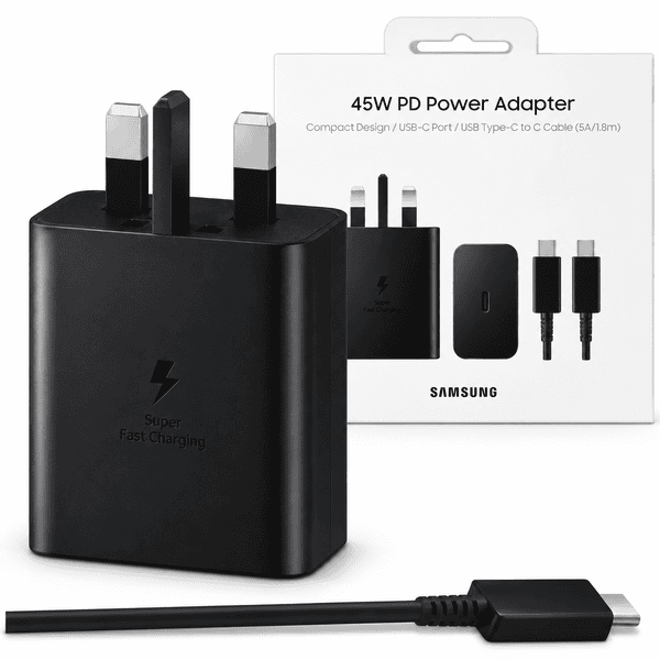 شارژر سامسونگ 45 وات مدل EP-T4511 سه پین همراه با کابل اصل | Samsung Charger 45W Three Pin With USB-C TO USB-C Cable Original