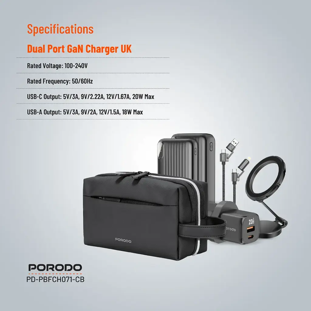 پکیج شارژ Porodo 6 در 1 مدل PD-PBFCH071-CB — تصویر ۶