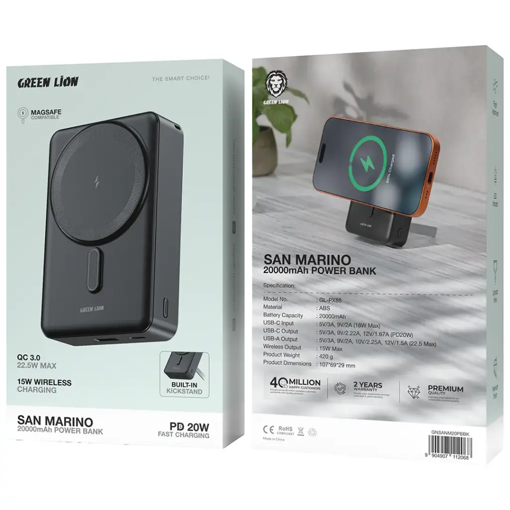 پاوربانک 20000mAh گرین لاین مدل San Marino GNSANM20PB — تصویر ۳