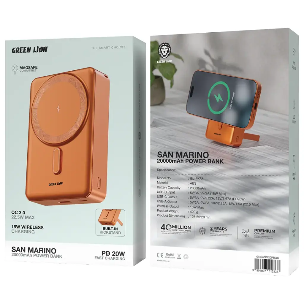 پاوربانک 20000mAh گرین لاین مدل San Marino GNSANM20PB — تصویر ۴