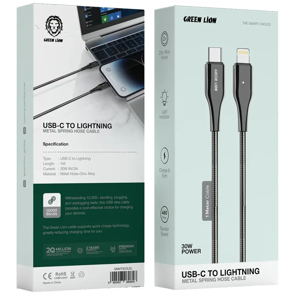 کابل USB-C به Lightning 30w گرین لاین مدل GNMTSC2LSL — تصویر ۳
