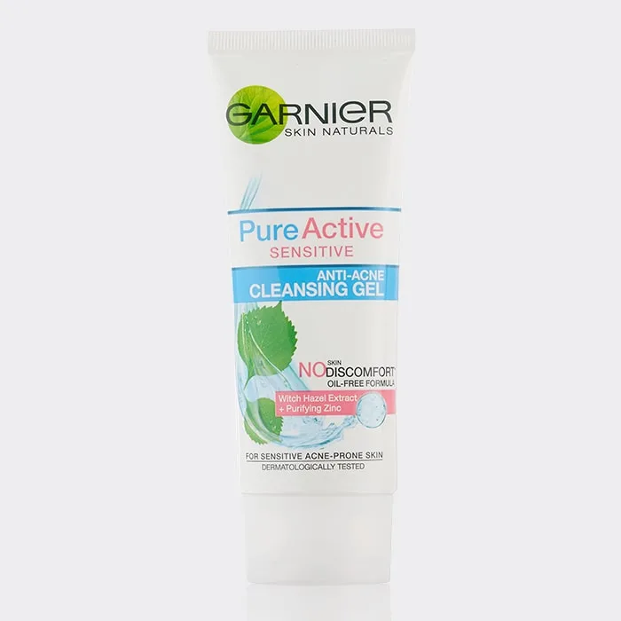 ژل شستشو پوست حساس مستعد آکنه گارنیه Garnier PureActive Sensitive Anti Acne Cleansing Gel 100ml