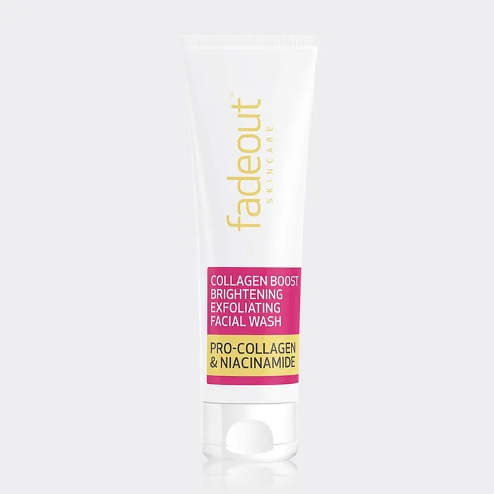 ژل شستشو روشن کننده کلاژن بوست فیداوت fadeout Collagen Boost Whitening Exfoliating Facial Wash 100ml