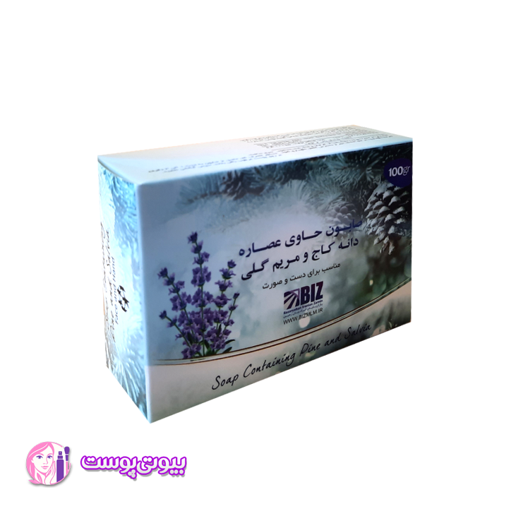 صابون بیز حاوی دانه کاج و مریم‌گلی پک 3 عددی 100 گرمی | ضد التهاب و مرطوب کننده طبیعی پوست — تصویر ۲