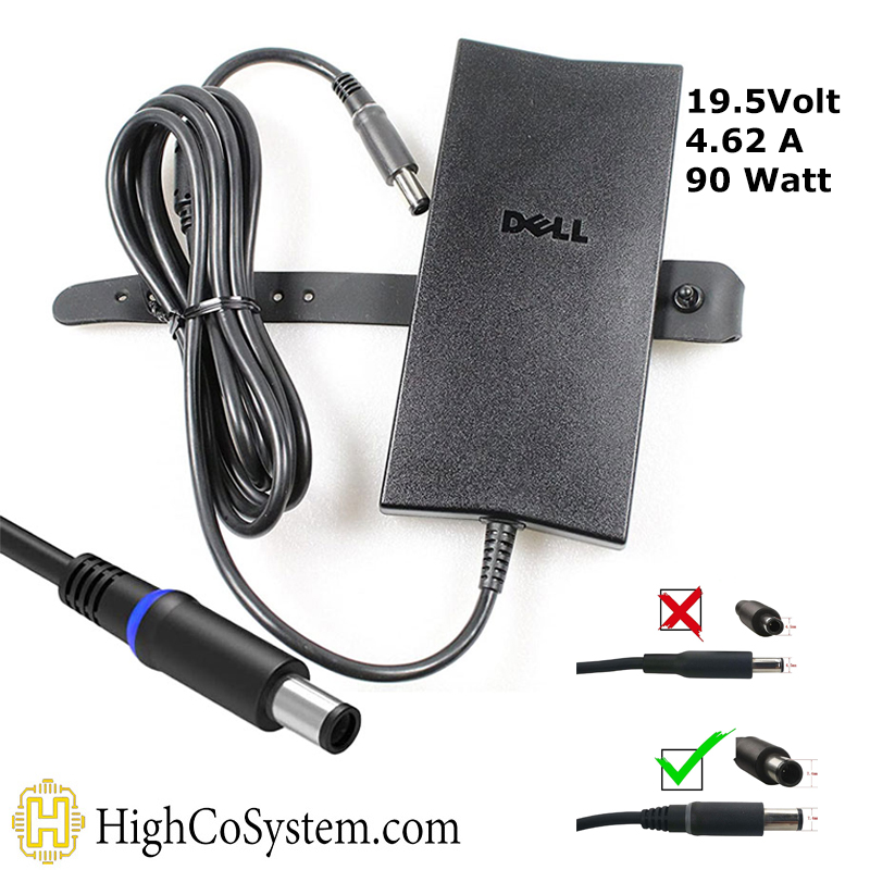 شارژر لپ تاپ اورجینال DELL 19,5V 4,62A SLIM (90W) سرفیش چراغ دار