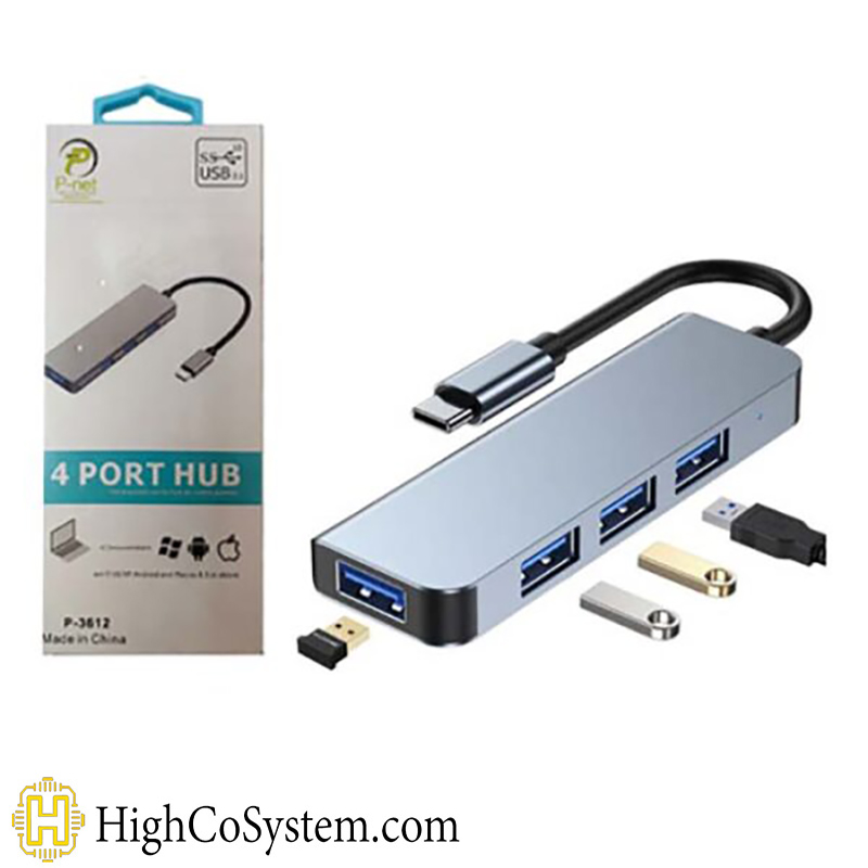 هاب 4 پورت USB-C P-NET مدل P-3612