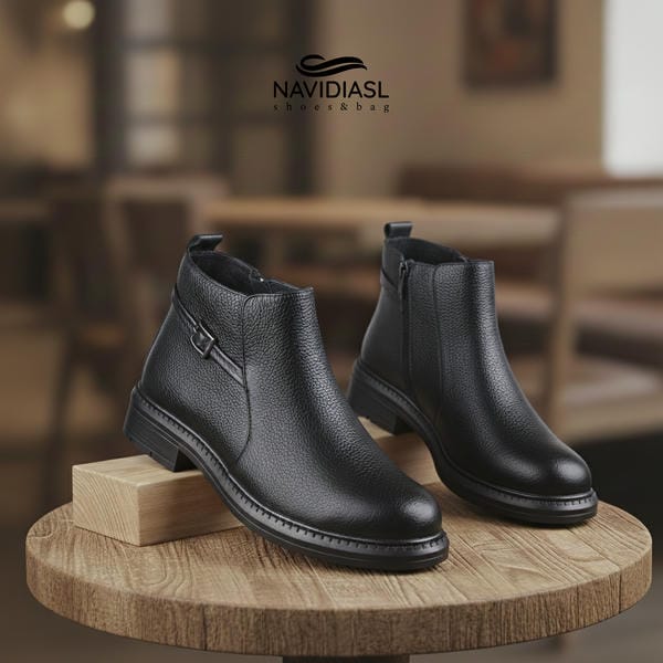 نیم بوت زنانه چرم کد 2049026 — تصویر ۳