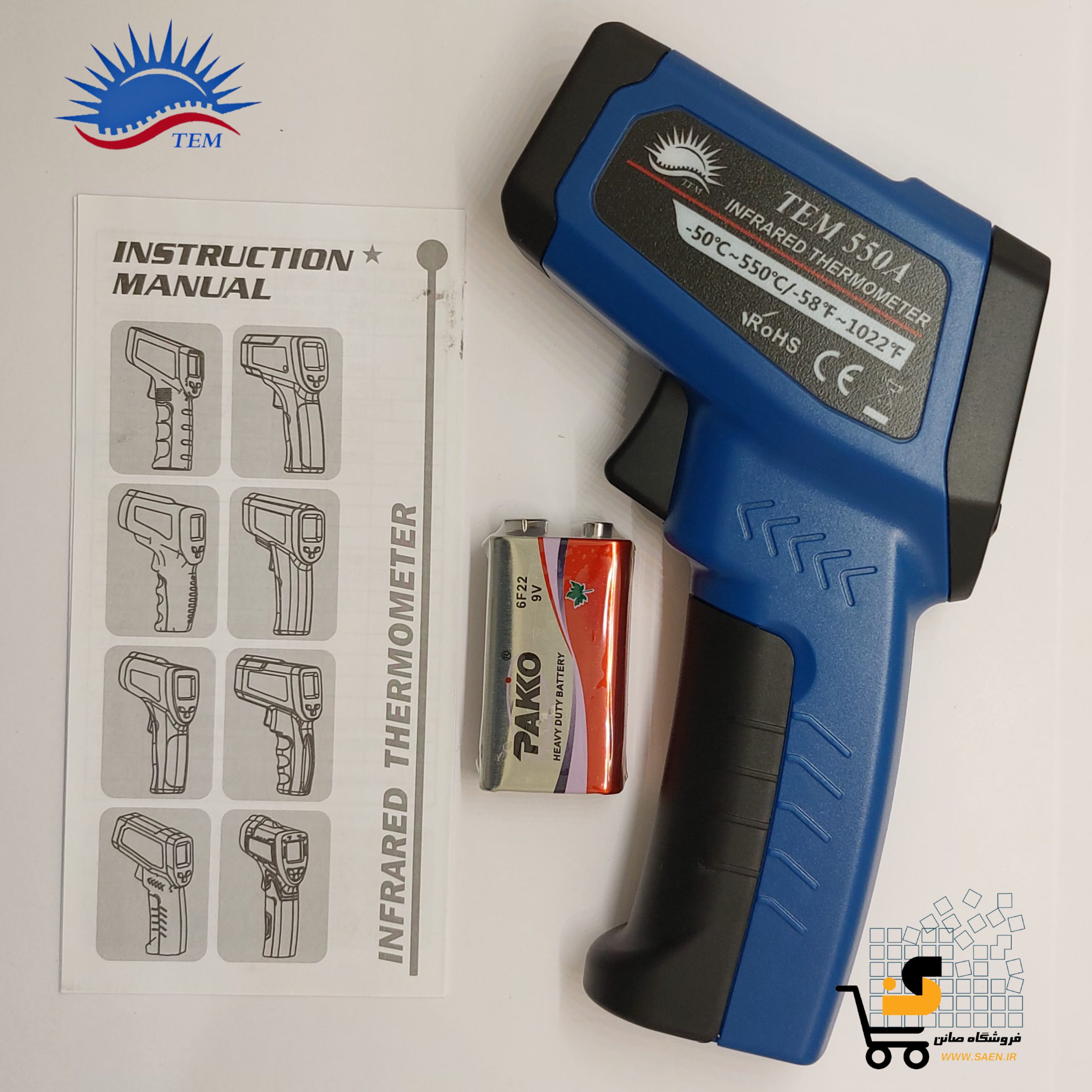 دماسنج غیر تماسی صفحه رنگی مدل TEM-550A — تصویر ۲