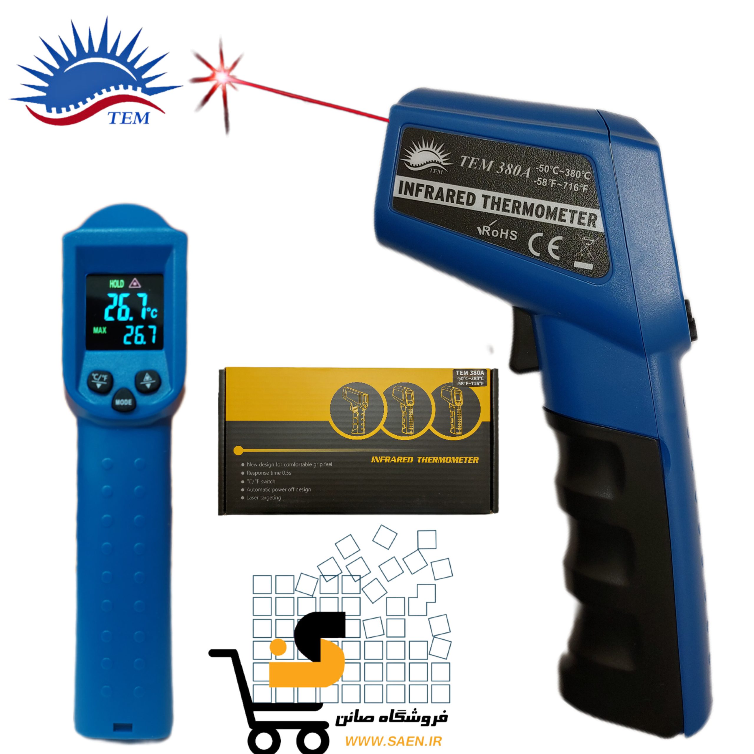 دماسنج تفنگی 380 درجه با صفحه نمایش رنگی TEM 380A — تصویر ۲