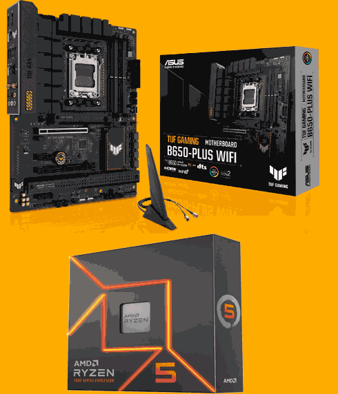 پردازنده RYZEN 5-7600X + مادربرد ASUS B650 tuf plus wifi
