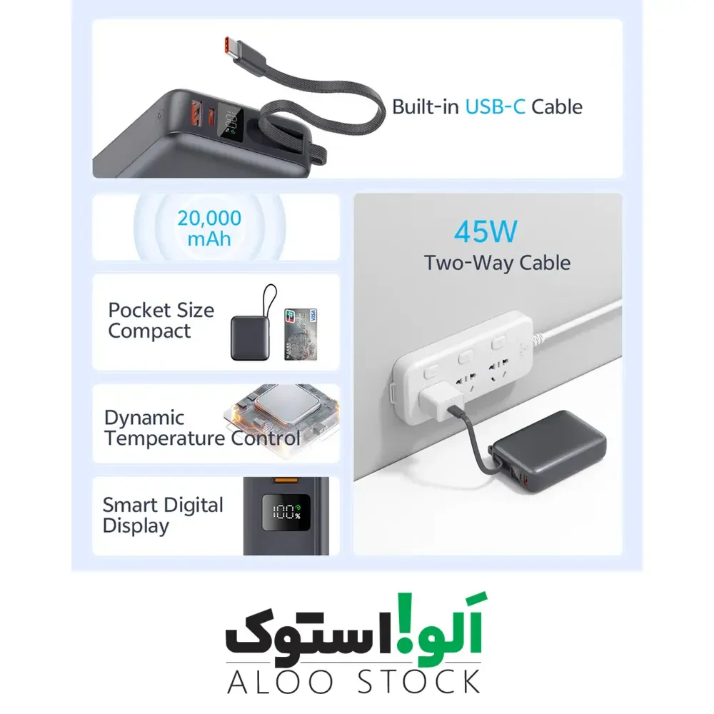 پاوربانک کیو سی وای مدل QCY PB20A 20000mAh 45W — تصویر ۶