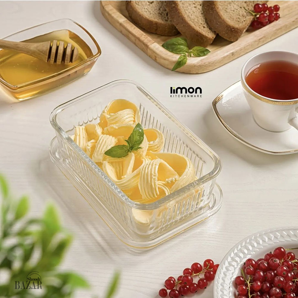 کره خوری شیشه ای شیار دار لیمون کد 2259 — تصویر ۲