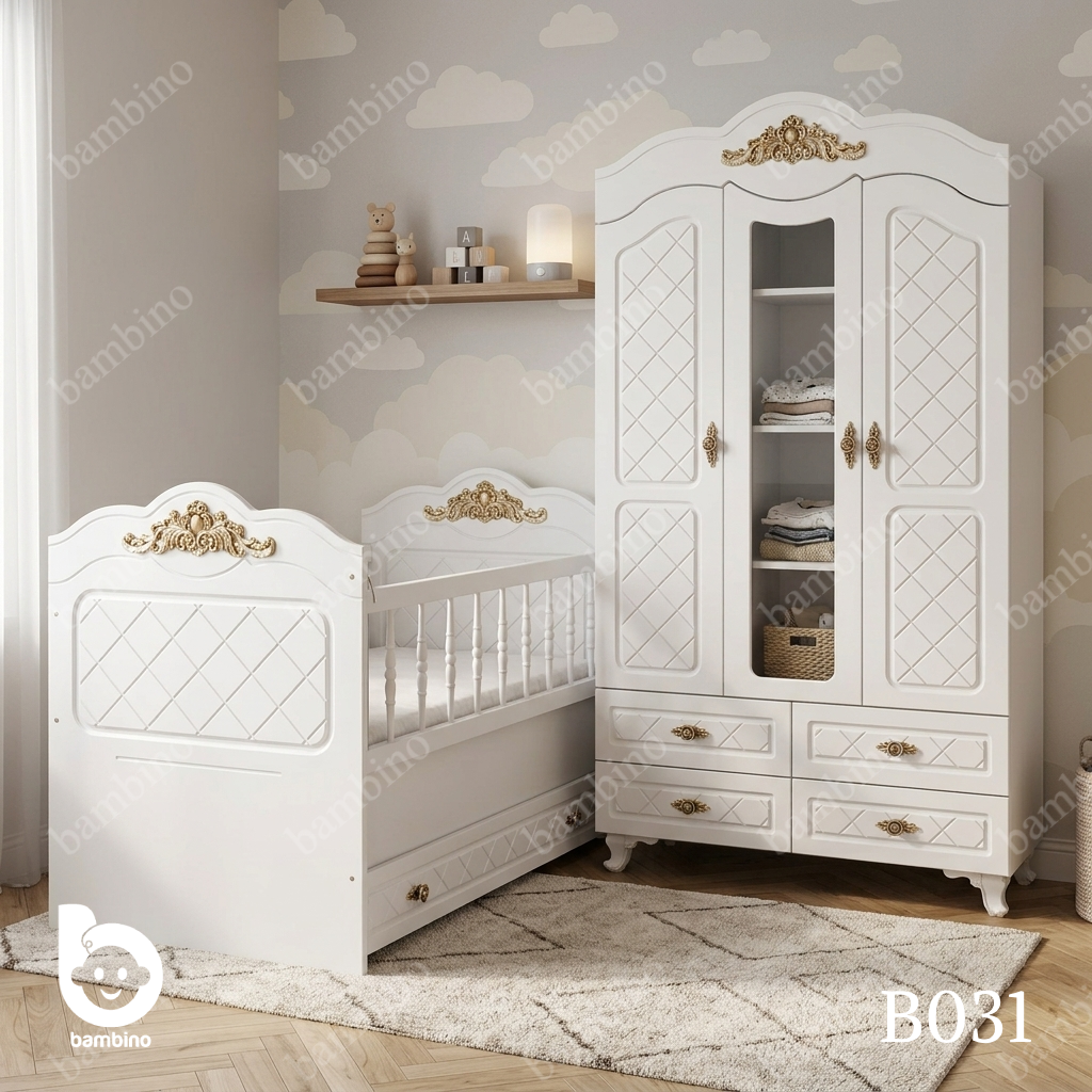 سرویس کمد و تخت نوزادی بامبینو مدل B031