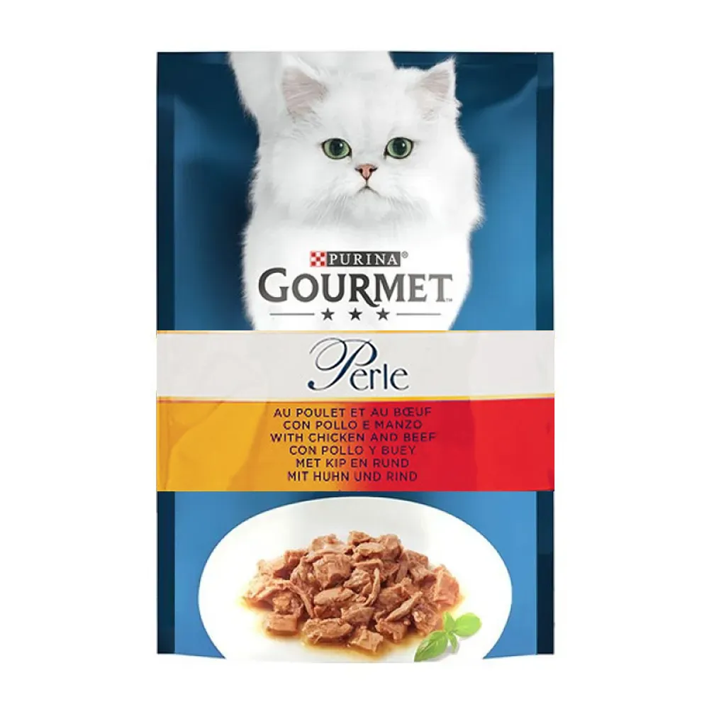 پوچ گربه با مرغ و گوشت گاو گورمت – Gourmet Perle Chicken &amp; Beef — تصویر ۲