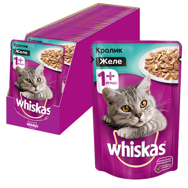 غذای پوچ گربه با طعم خرگوش ویسکاس ژله ای 85 گرم – Whiskas
