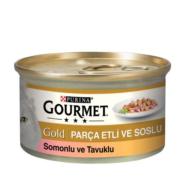 کنسرو گربه خورشتی با طعم سالمون و مرغ گورمت – Gourmet VE SOSLU Somonluve