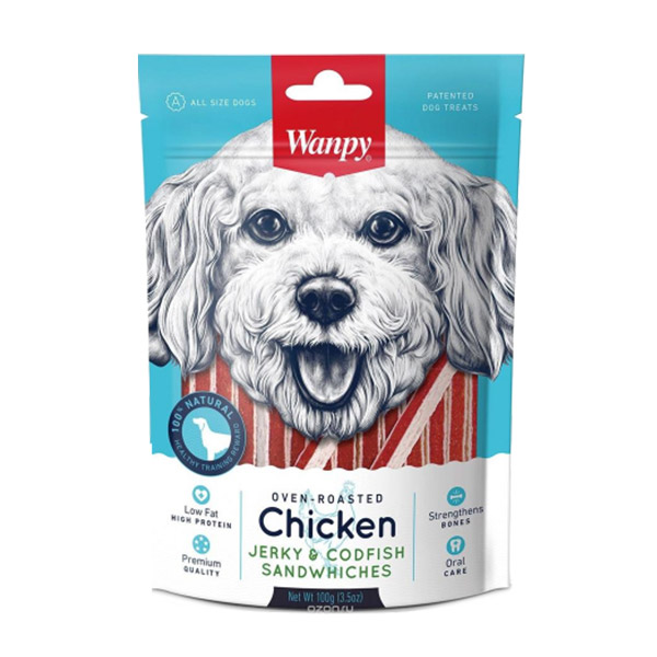 تشویقی سگ با طعم مرغ و ماهی کاد ونپی – Wanpy Chicken Codfish