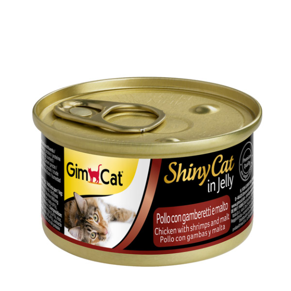 کنسرو گربه شاینی با مرغ و میگو و مالت جیم کت Chicken Shrimp