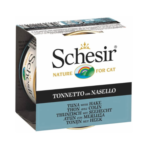 کنسرو 85 گرمی گربه ماهی تن و هیک شسیر – Schesir Tuna With Hake
