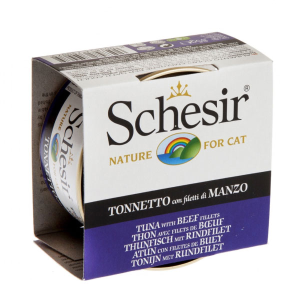 کنسرو گربه ماهی تن و گوشت گاو شسیر – Schesir Tuna With Beef