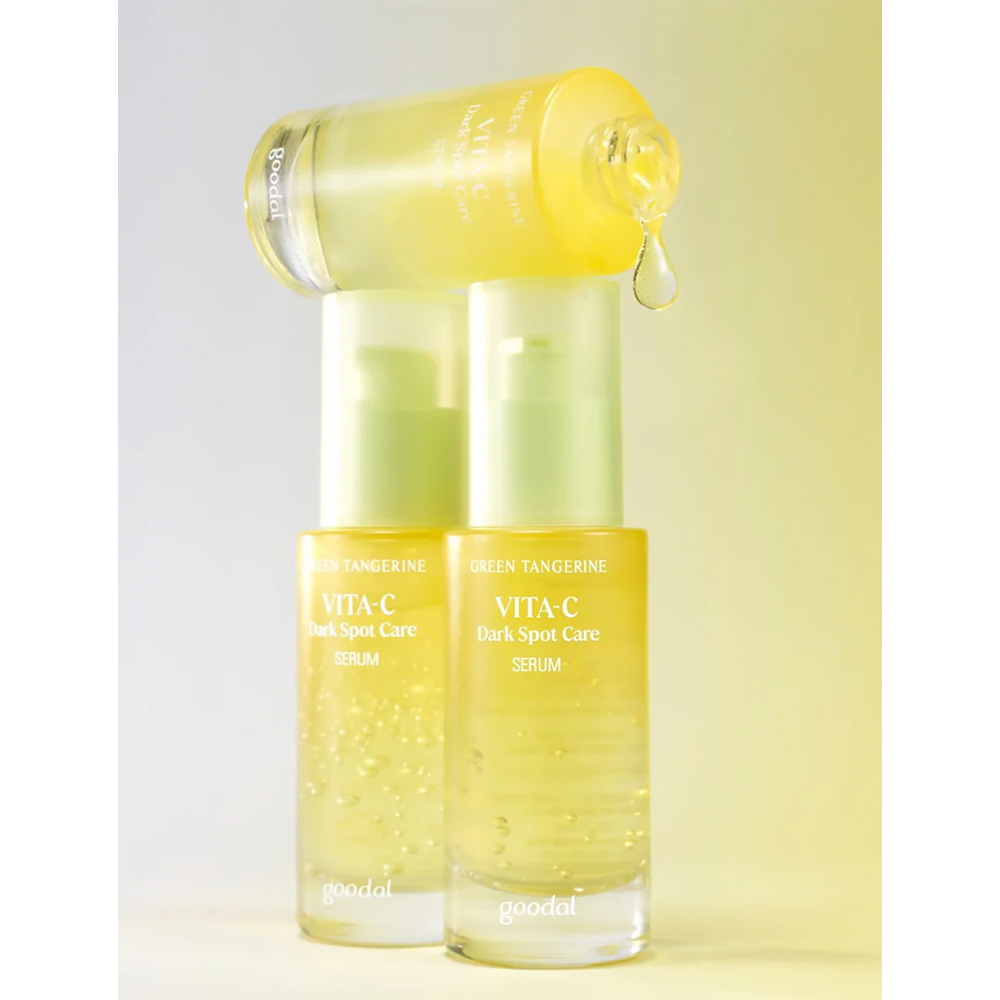 پک دوتایی سرم ضد لک و روشن کننده ویتامین سی گودال Goodal Green Tangerine Vita C Dark Spot Care Serum Set — تصویر ۴