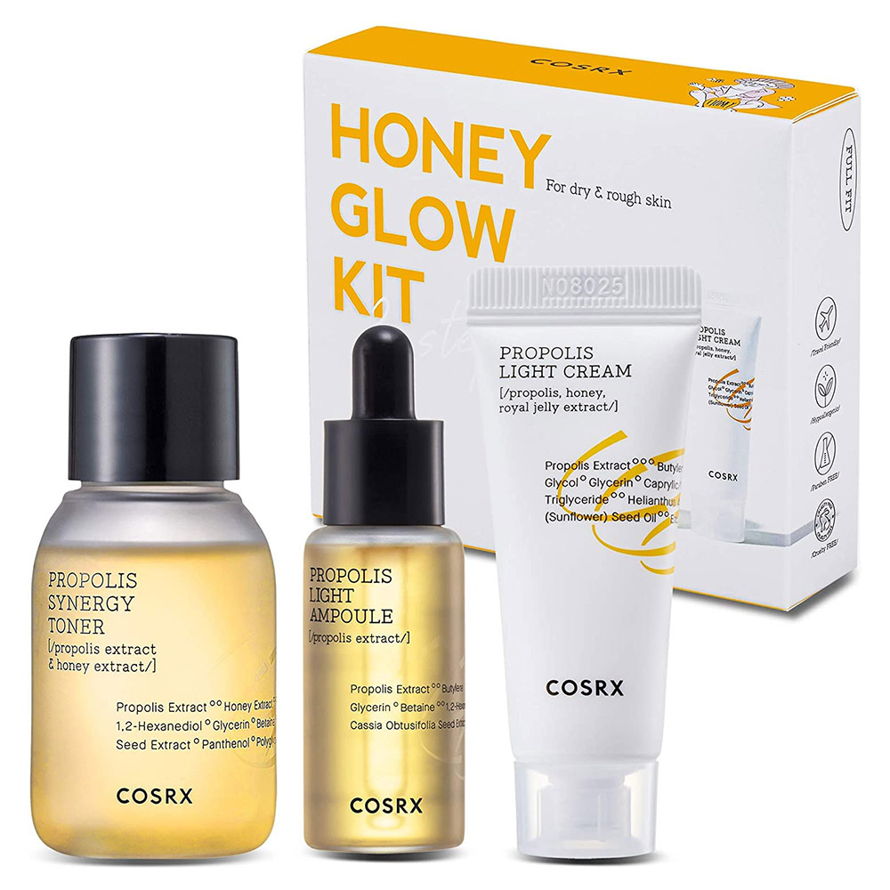 کیت مینی 3 مرحله ای پروپولیس کوزارکس آبرسان، ترمیم کننده و ضد جوش Cosrx Honey Glow Trial Kit 3 step — تصویر ۲
