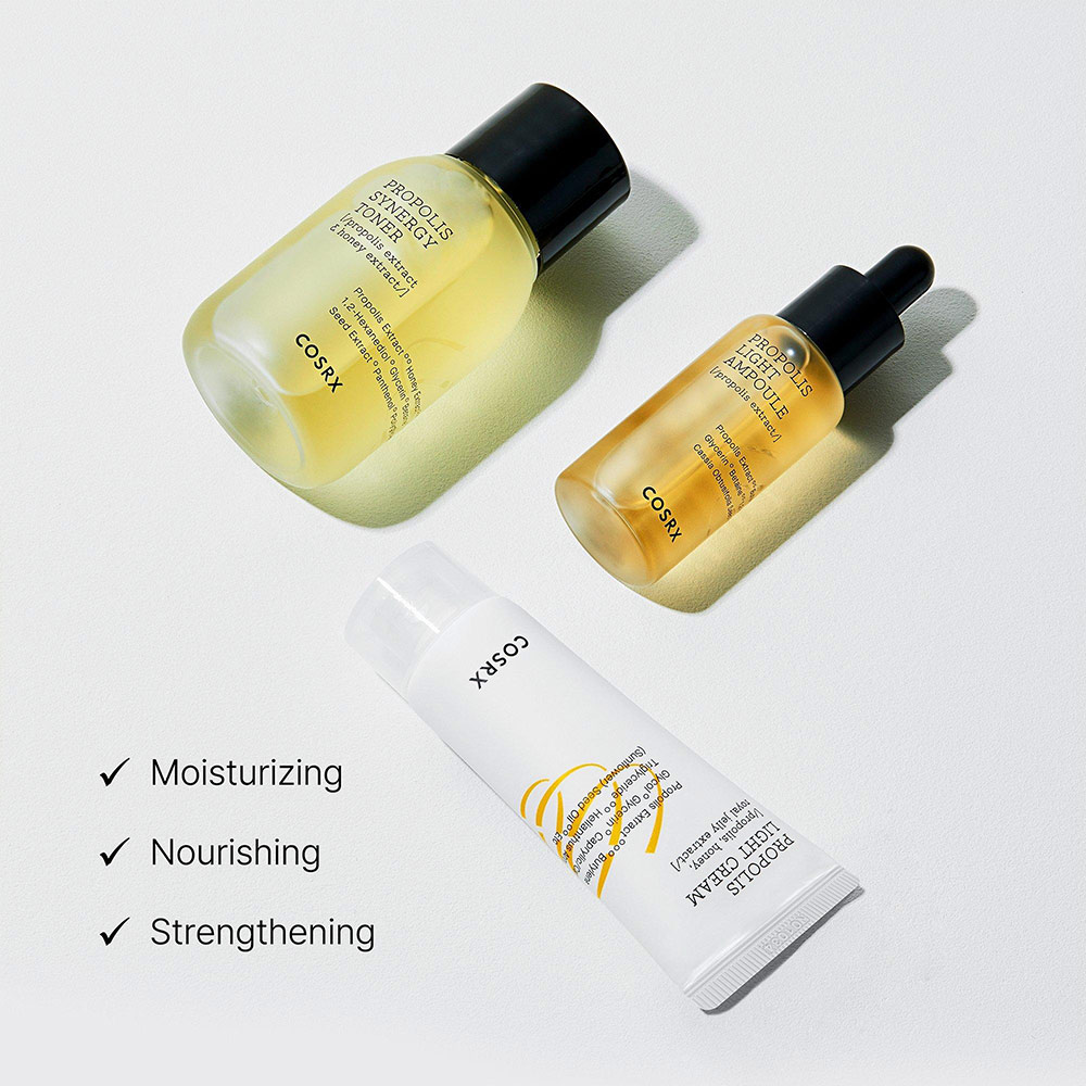 کیت مینی 3 مرحله ای پروپولیس کوزارکس آبرسان، ترمیم کننده و ضد جوش Cosrx Honey Glow Trial Kit 3 step — تصویر ۳