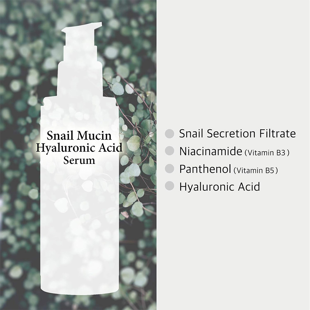 سرم آبرسان موسین حلزون و هیالورونیک اسید کاز دی باها Cos De BAHA SH Snail Mucin Hyaluronic Acid Serum 120ml — تصویر ۴