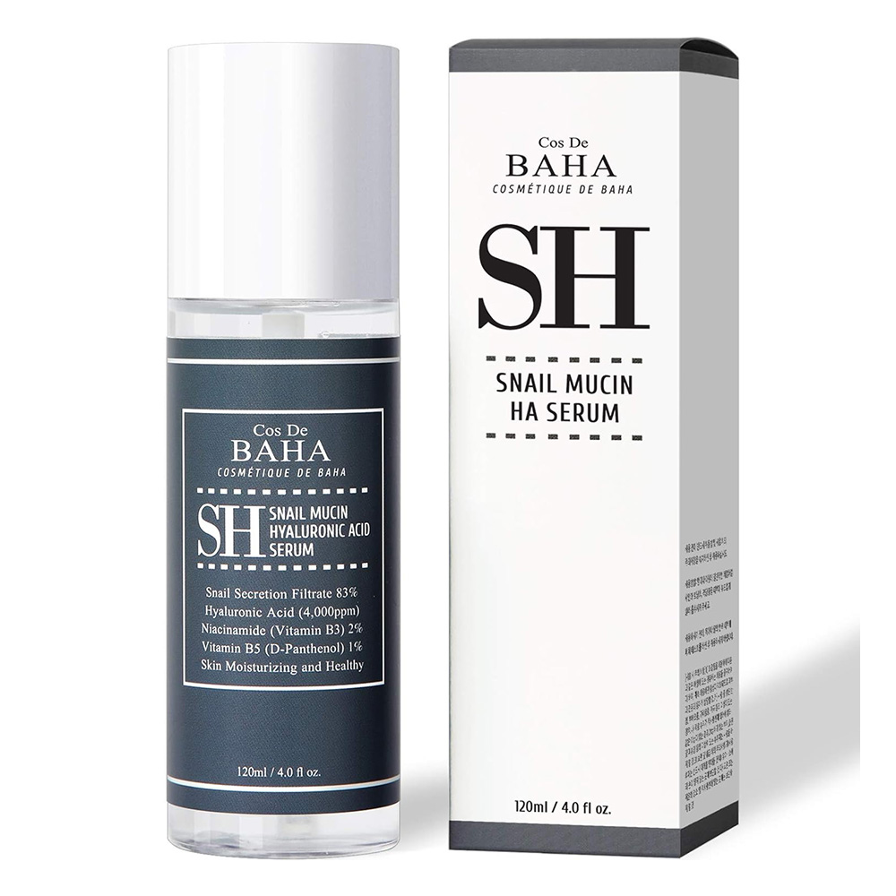 سرم آبرسان موسین حلزون و هیالورونیک اسید کاز دی باها Cos De BAHA SH Snail Mucin Hyaluronic Acid Serum 120ml — تصویر ۲