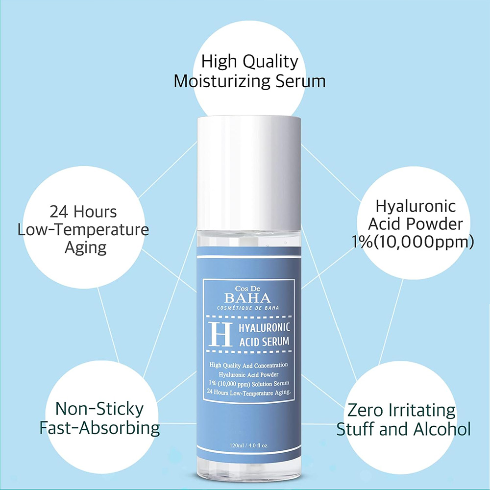 سرم آبرسان هيالورونيك اسید خالص کاز دی باها Cos De BAHA (H) Hyaluronic Acid Serum 120ml — تصویر ۳