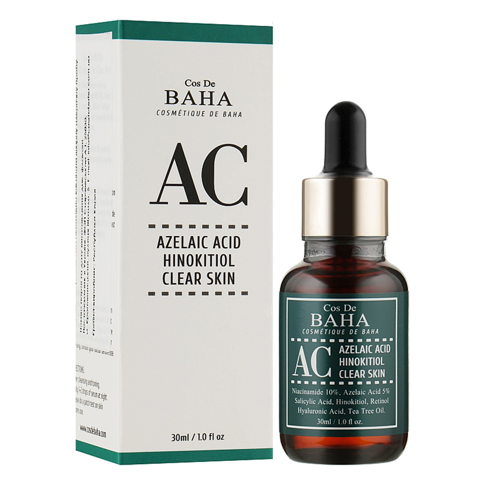 سرم ضد جوش همه کاره آزلائیک اسید کاز دی باها Cos De BAHA Azelaic Acid Hinokitiol Clear Skin Serum 30ml — تصویر ۲
