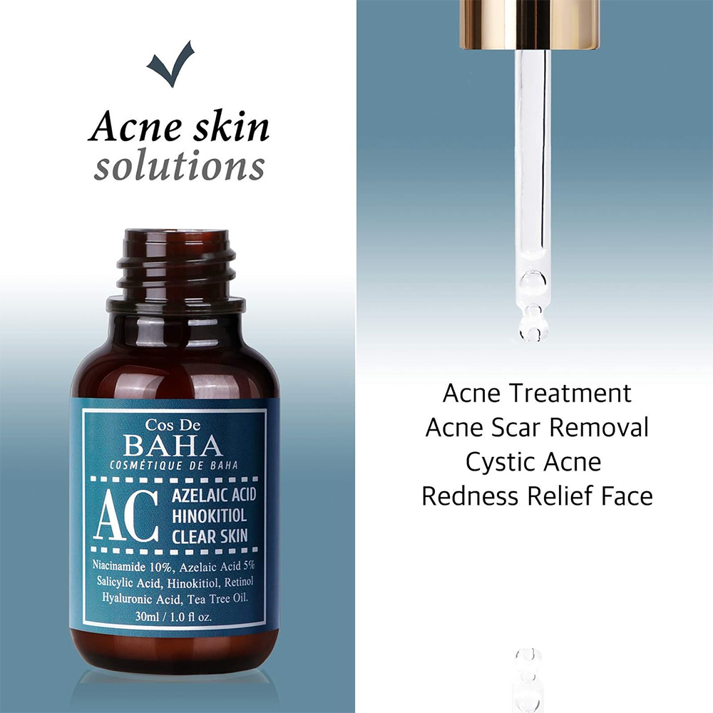 سرم ضد جوش همه کاره آزلائیک اسید کاز دی باها Cos De BAHA Azelaic Acid Hinokitiol Clear Skin Serum 30ml — تصویر ۳