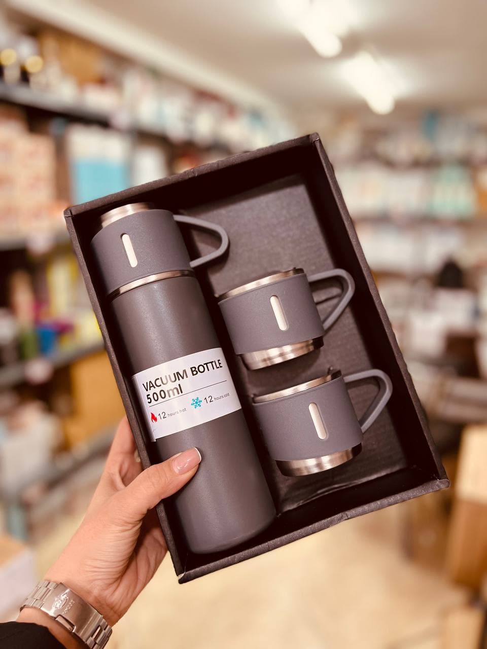 بطری فلاسک 3 فنجان کادویی سرد و گرم 500 میل جنس استیل 304 درجه یک — تصویر ۷