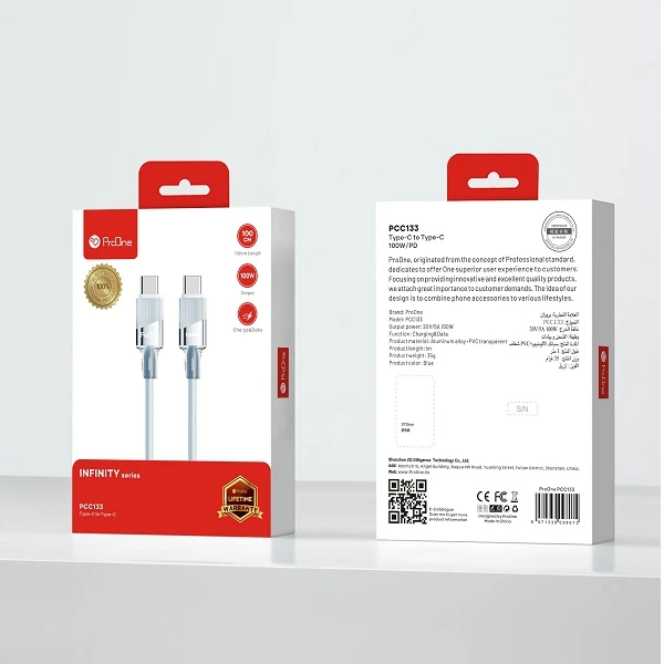 کابل usb-c پرووان مدل PCC133 طول 1 متر — تصویر ۳