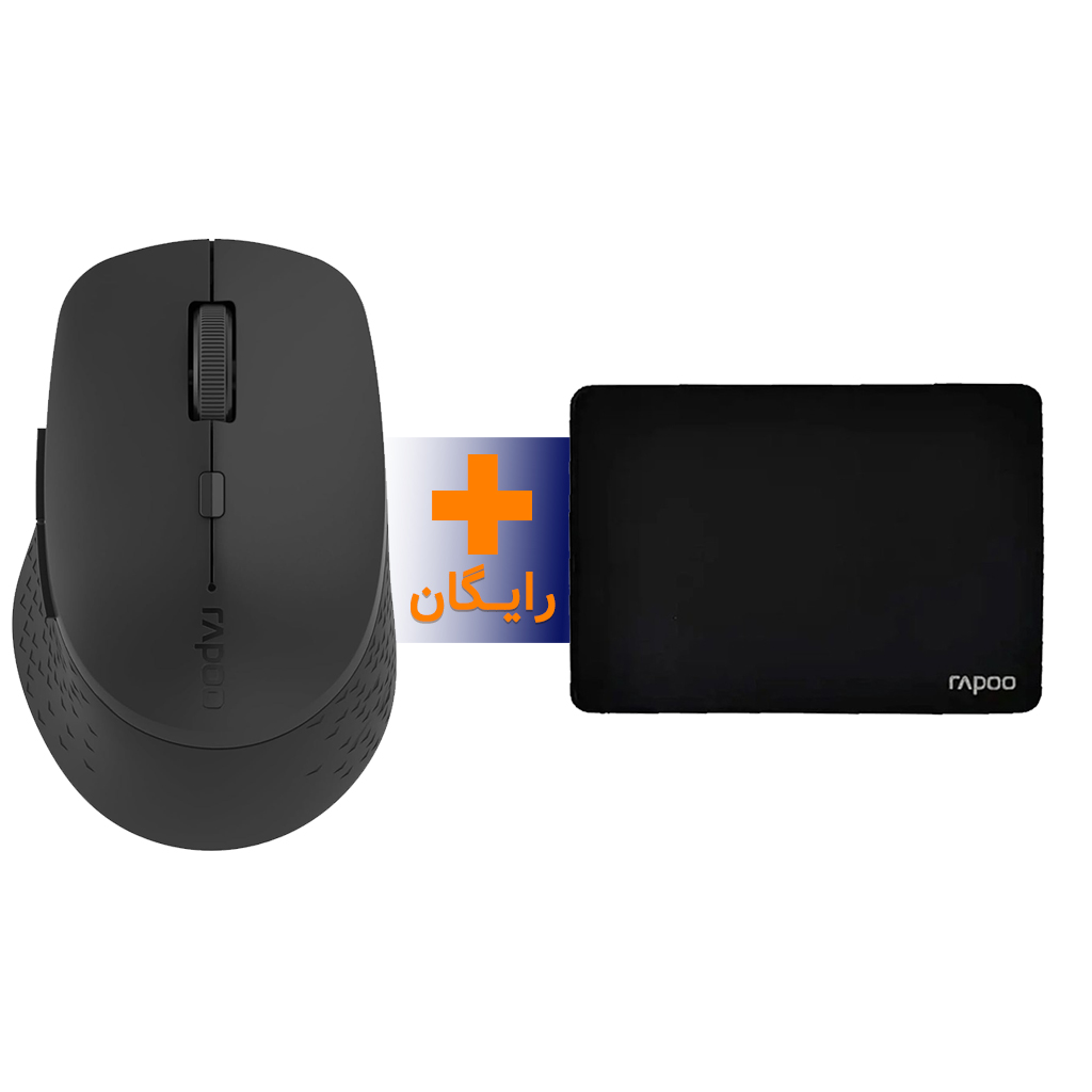 موس بی سیم رپو مدل RAPOO M300G SILENT رنگ خاکستری تیره به همراه پد موس رایگان — تصویر ۲