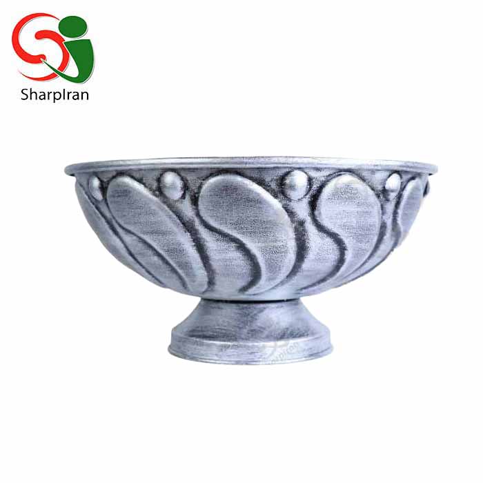 جام رومیزی پتینه مدل اشکی رنگ نقره ای