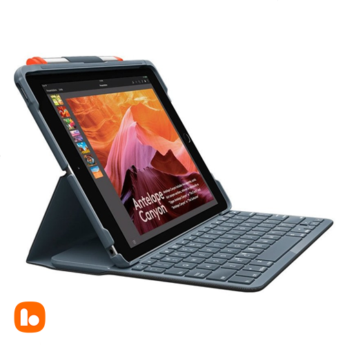 کاور و کیبورد بی سیم آیپد Logitech Slim Folio iPad 5th/6th Gen