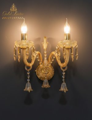 دیوارکوب دیواری کریستالی باکارات رنگ عسلی