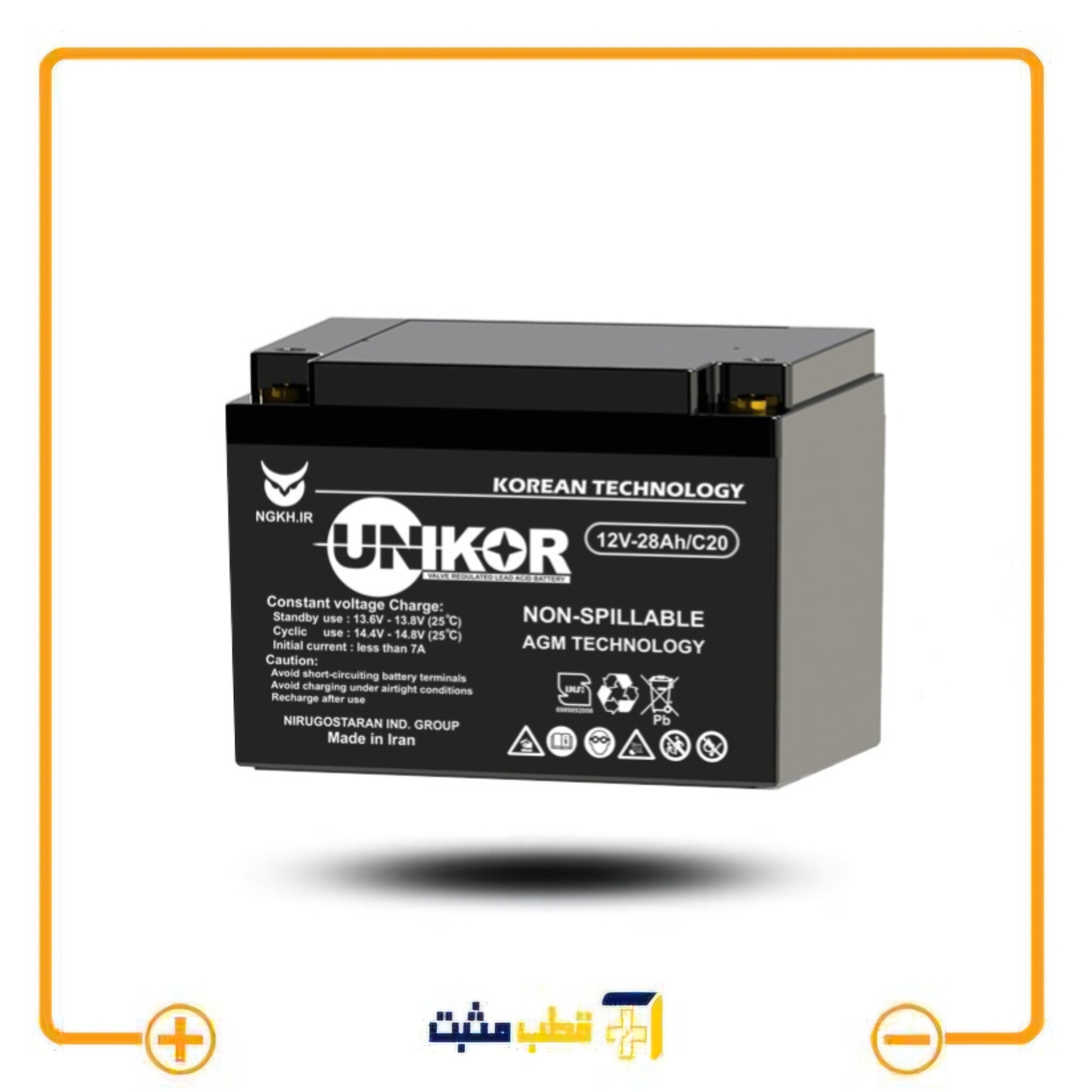 باتری یو پی اس 28 آمپر یونیکور 12V 28AH UNIKOR — تصویر ۲